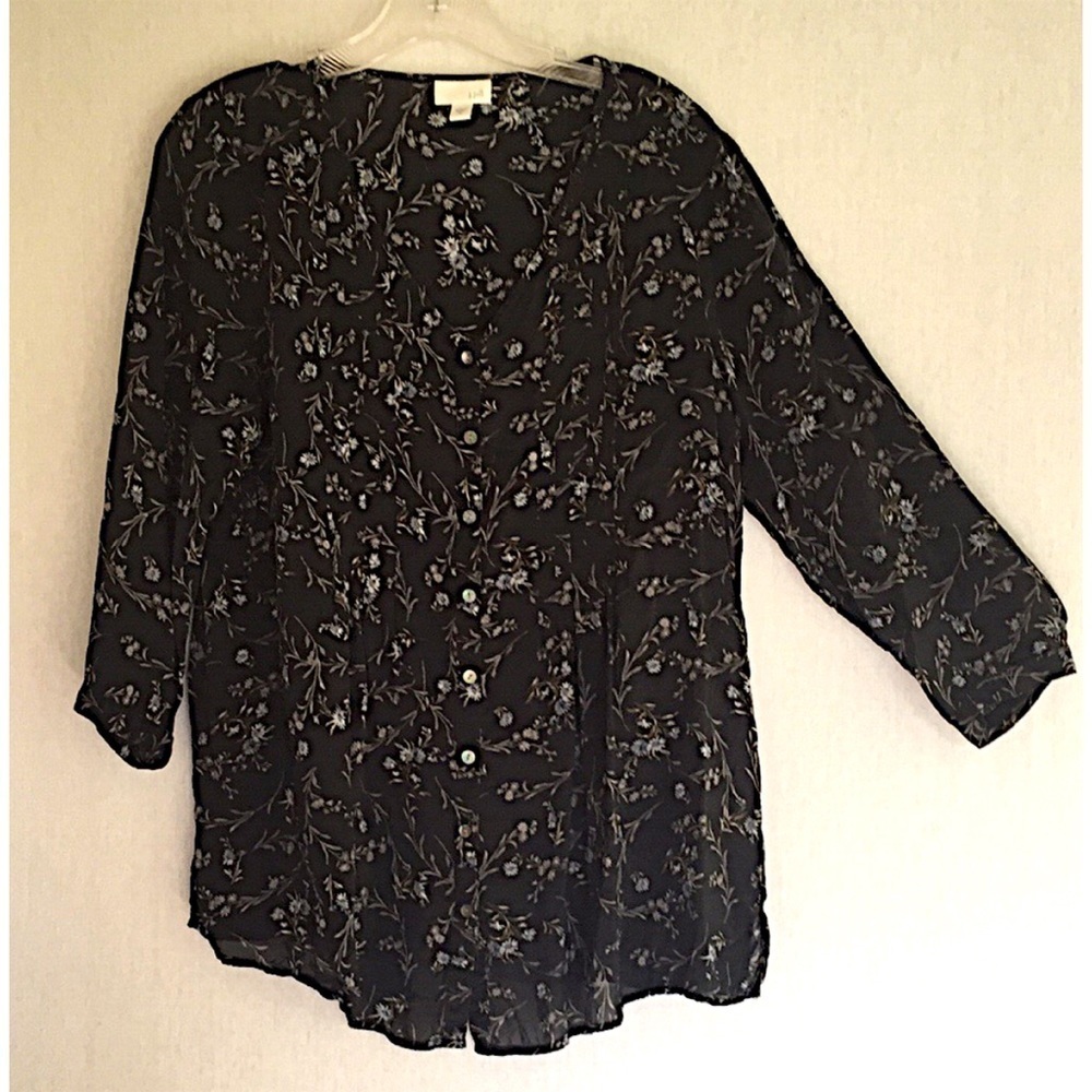 J. Jill ditzy floral print pin tuck blouse top - Picture 3 of 3